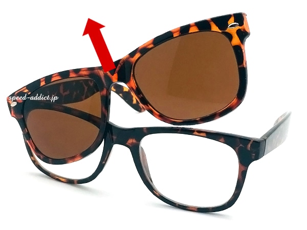 CLIP-ON WELLINGTON SUNGLASS�ʥ���åץ��󥦥����ȥ󥵥󥰥饹�ˤ٤ù� �� BROWN(CLEAR)