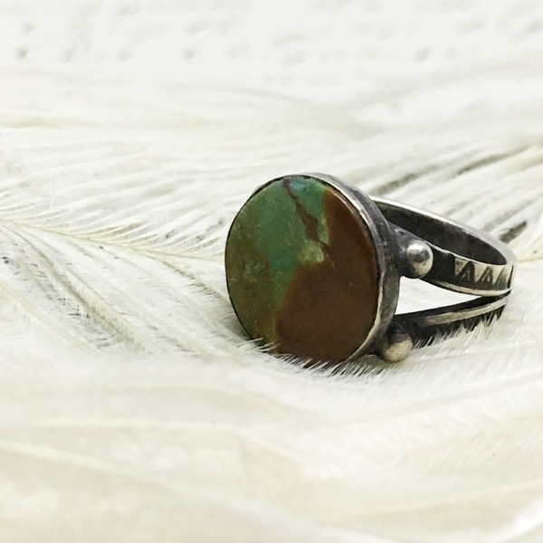  Dead Stock Silver��Green Turquoise Ring�ʥǥåɥ��ȥå� ����С��ߥ��꡼�󥿡���������󥰡�