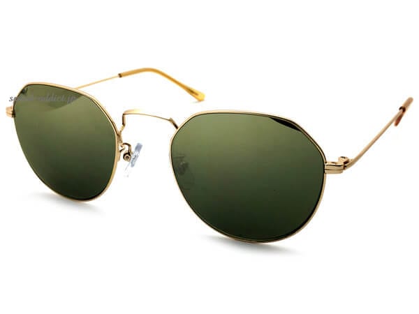 50's STYLE METAL CROWN PANTO SUNGLASS��50s��������᥿�륯�饦��ѥ�ȥ��󥰥饹��GOLD �� DARK GREEN MIRROR