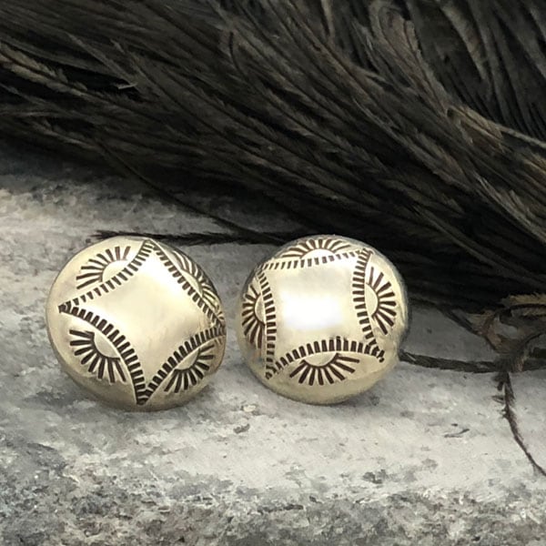 Stamped Concho Silver Pierced Earrings�ʥ�����ץ������ ����С��ԥ�����