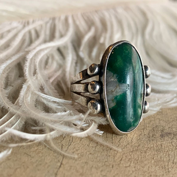 Green Turquoise Split Shank Silver Ring�ʥ��꡼�󥿡������� ���ץ�åȥ���� ����С���󥰡�