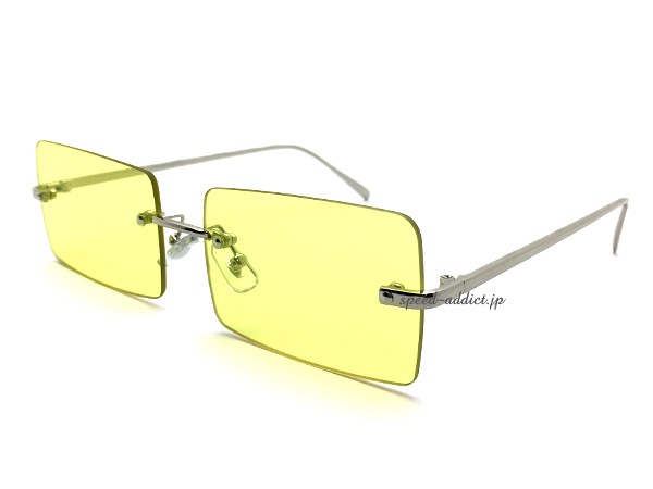 FLAT LENS SQUARE SUNGLASS�ʥե�åȥ�󥺥����������󥰥饹��SILVER �� YELLOW