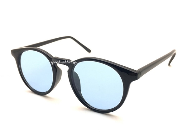 FLAT LENS BOSTON SUNGLASS�ʥե�åȥ�󥺥ܥ��ȥ󥵥󥰥饹��BLACK �� LIGHT BLUE