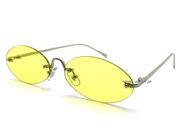 FLAT LENS OVAL SUNGLASS�ʥե�åȥ�󥺥����Х륵�󥰥饹��SILVER �� YELLOW