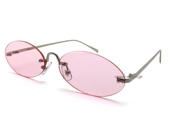 FLAT LENS OVAL SUNGLASS�ʥե�åȥ�󥺥����Х륵�󥰥饹��SILVER �� PINK