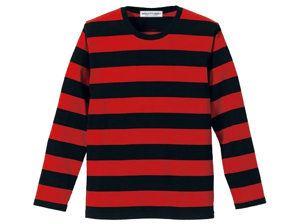 PRISONER BORDER L/S T-shirt�ʥץꥺ�ʡ��ܡ��������󥰥��꡼��T����ġ�BLACK �� RED