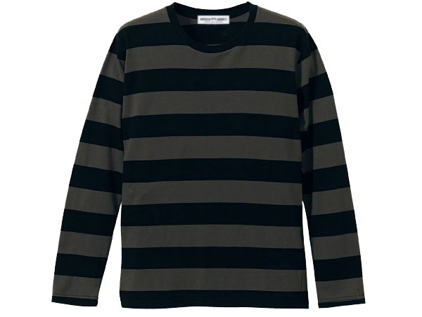 PRISONER BORDER L/S T-shirt�ʥץꥺ�ʡ��ܡ��������󥰥��꡼��T����ġ�BLACK �� CHARCOAL