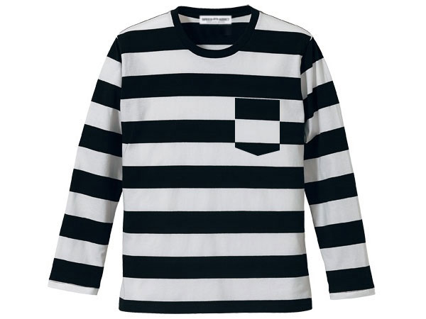 PRISONER BORDER POCKET L/S T-shirt�ʥץꥺ�ʡ��ܡ������ݥ��åȥ��󥰥��꡼��T����ġ�BLACK �� WHITE 