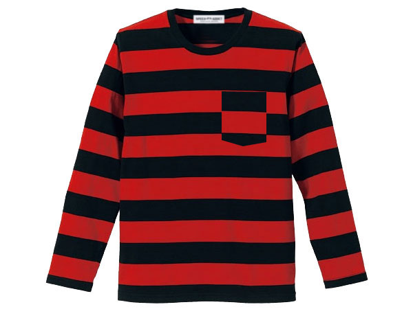 PRISONER BORDER POCKET L/S T-shirt�ʥץꥺ�ʡ��ܡ������ݥ��åȥ��󥰥��꡼��T����ġ�BLACK �� RED