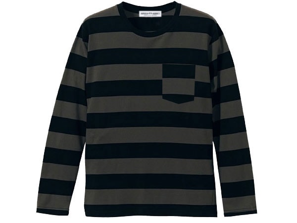 PRISONER BORDER POCKET L/S T-shirt�ʥץꥺ�ʡ��ܡ������ݥ��åȥ��󥰥��꡼��T����ġ�BLACK �� CHARCOAL