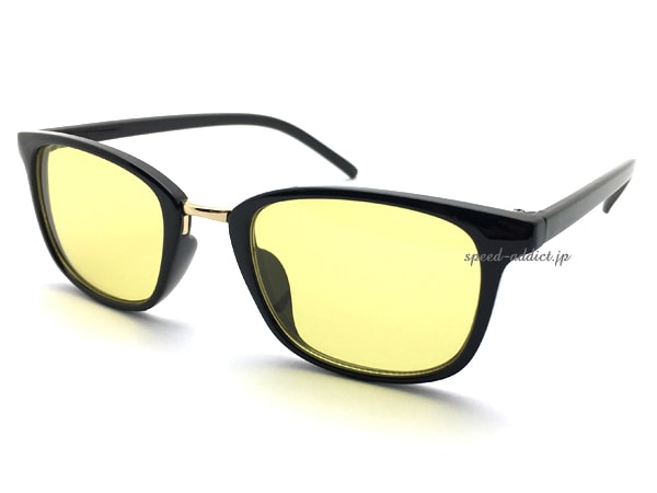 METAL COMBI SQUARE WELLINGTON SUNGLASS�ʥ᥿�륳��ӥ��������������ȥ󥵥󥰥饹��BLACK/GOLD �� LIGHT YELLOW