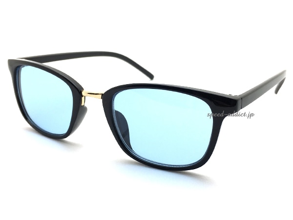 METAL COMBI SQUARE WELLINGTON SUNGLASS�ʥ᥿�륳��ӥ��������������ȥ󥵥󥰥饹��BLACK/GOLD �� LIGHT BLUE
