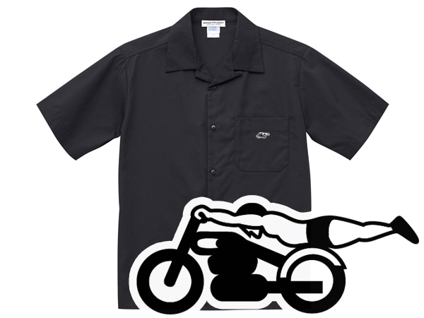 OPEN COLLAR WORK SHIRT S/S ���ԡ��ɥ��ǥ����ȡʥ����ץ󥫥顼��������ȾµSPEED ADDICT��BLACK