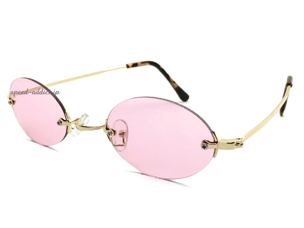 TWO POINT RIMLESS OVAL SUNGLASS(�ġ��ݥ���ȥ��쥹�����Х륵�󥰥饹��GOLD �� PINK