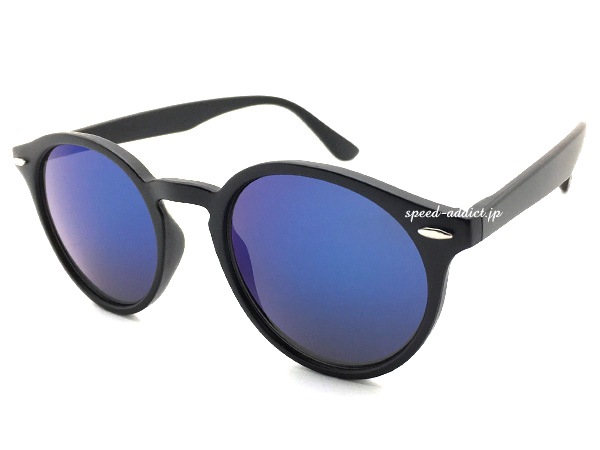 CLASSIC ROUND BOSTON SUNGLASS�ʥ��饷�å��饦��ɥܥ��ȥ󥵥󥰥饹��BLACK �� BLUE MIRROR
