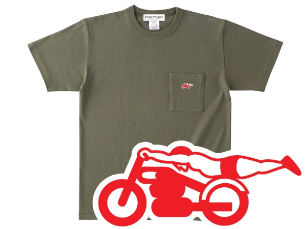 ԡɥǥ POCKET T-shirtSPEED ADDICTݥåTġARMY GREEN