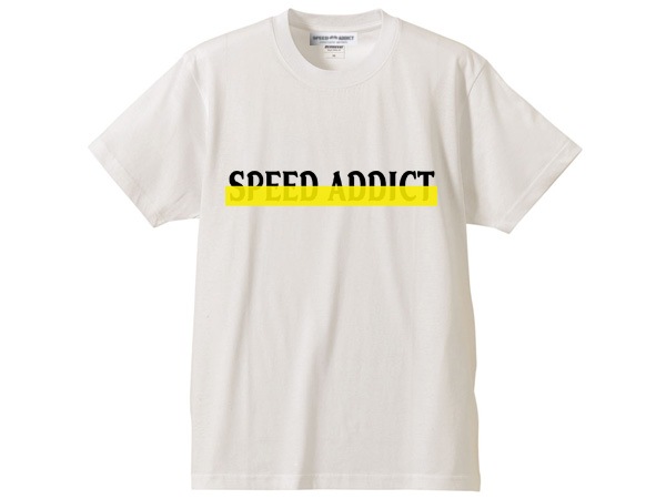 ȯˢ BLINDFOLD SPEED ADDICT LOGO T-shirt��ȯˢ�֥饤��ɥե�����ɥ��ԡ��ɥ��ǥ����ȥ���T����ġ�WHITE �� BLACK �� YELLOW