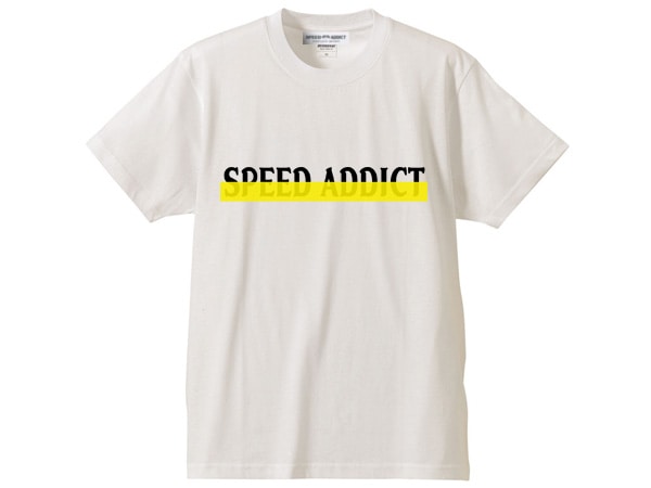 ȯˢ BLINDFOLD SPEED ADDICT LOGO T-shirt��ȯˢ�֥饤��ɥե�����ɥ��ԡ��ɥ��ǥ����ȥ���T����ġ�WHITE �� BLACK �� YELLOW