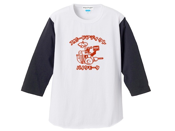 �Х����⡼�� 3/4 Sleeves T-shirt��BIKE MOTOR 3/4���꡼��T����ġ�WHITE �� BLACK