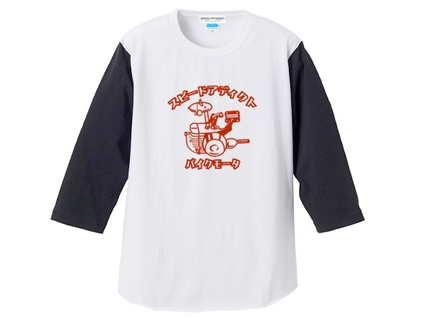 Х⡼ 3/4 Sleeves T-shirtBIKE MOTOR 3/4꡼TġWHITE  BLACK