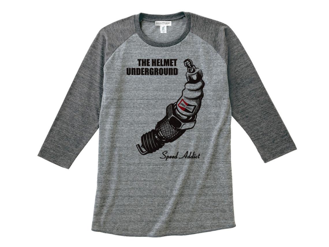 THE HELMET UNDERGROUND Raglan 3/4 Sleeves T-shirt�ʥإ��åȥ���������饦��ɥ饰���3/4���꡼��T����ġ�GRAY �� BLACK
