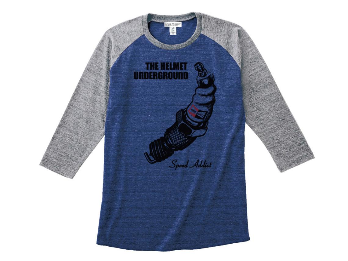 THE HELMET UNDERGROUND Raglan 3/4 Sleeves T-shirt�ʥإ��åȥ���������饦��ɥ饰���3/4���꡼��T����ġ�NAVY �� GRAY