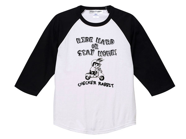 CHECKER RABBIT Raglan 3/4 Sleeves T-shirt�ʥ����å�����ӥåȥ饰���3/4���꡼��T����ġ�WHITE �� BLACK