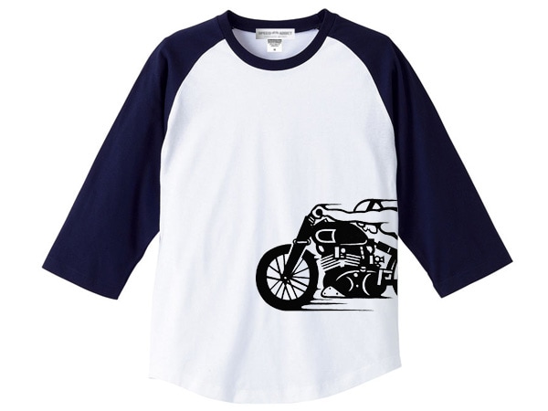 ���ԡ��ɥ��ǥ����� �����ɥץ��� Raglan 3/4 Sleeves T-shirt��SPEED ADDICT�����ɥץ���3/4���꡼��T����ġ�WHITE �� NAVY