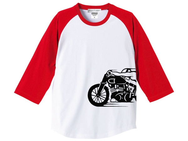 ���ԡ��ɥ��ǥ����� �����ɥץ��� Raglan 3/4 Sleeves T-shirt��SPEED ADDICT�����ɥץ���3/4���꡼��T����ġ�WHITE �� RED