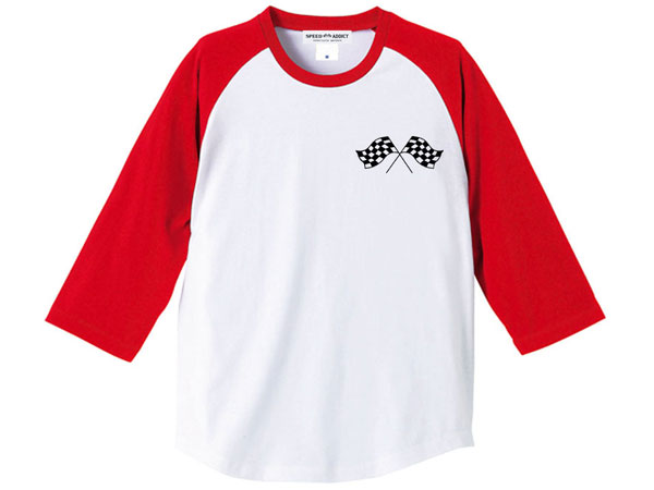 CHECKER FLAGS Raglan 3/4 Sleeves T-shirt�ʥ����å����ե�å��饰���3/4���꡼��T����ġ�WHITE �� RED
