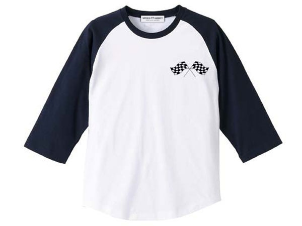 CHECKER FLAGS Raglan 3/4 Sleeves T-shirt�ʥ����å����ե�å��饰���3/4���꡼��T����ġ�WHITE �� NAVY