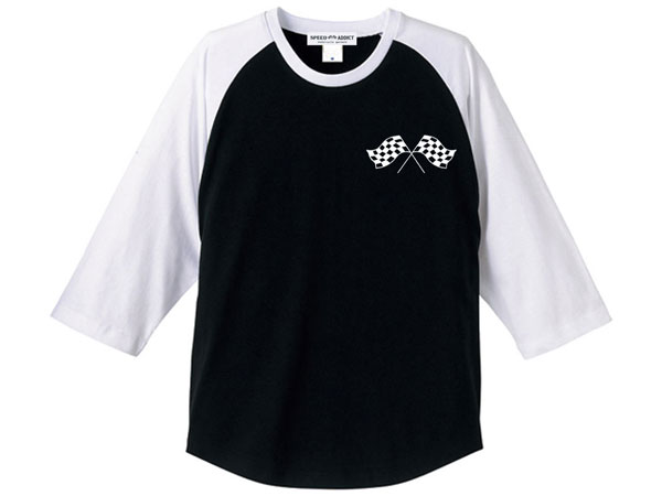CHECKER FLAGS Raglan 3/4 Sleeves T-shirt�ʥ����å����ե�å��饰���3/4���꡼��T����ġ�BLACK �� WHITE