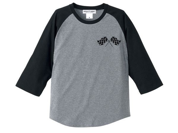 CHECKER FLAGS Raglan 3/4 Sleeves T-shirt�ʥ����å����ե�å��饰���3/4���꡼��T����ġ�GRAY �� BLACK