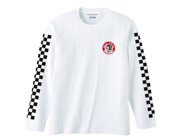 µCHECKER SPEED ADDICT TRADE MARK L/S T-shirt��µ�����å������ԡ��ɥ��ǥ����ȥȥ졼�ɥޡ������󥰥��꡼��T����ġ�WHITE