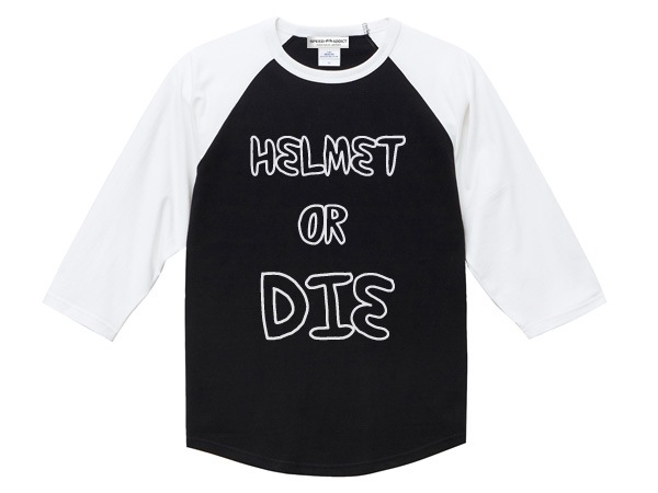 HELMET OR DIE Raglan 3/4 Sleeves T-shirt ʥإåor饰3/4꡼TġBLACK  WHITE