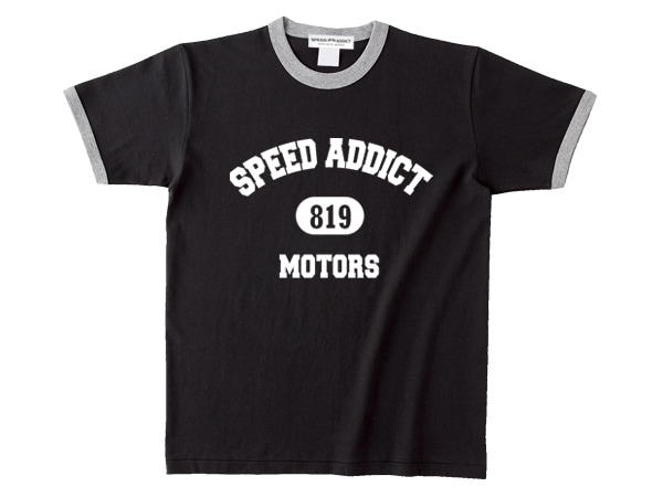 SPEED ADDICT 819 COLLEGE LOGO Ringer T-shirt�ʥ��ԡ��ɥ��ǥ�����819����å�������󥬡�T����ġ� BLACK �� GRAY