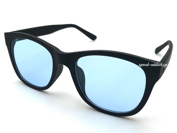 WELLINGTON RUBBER FRAME SUNGLASS�ʥ������ȥ��С��ե졼�ॵ�󥰥饹�˱�ä�BLACK �� LIGHT BLUE