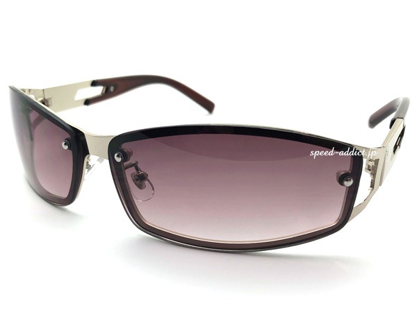 BACK RIM METAL NARROW SUNGLASS�ʥХå����᥿��ʥ������󥰥饹��SILVER �� RED BROWN HALF