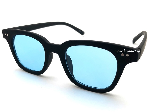 SQUARE WELLINGTON RUBBER FRAME SUNGLASS�ʥ��������������ȥ��С��ե졼�ॵ�󥰥饹�˱�ä�BLACK �� BLUE