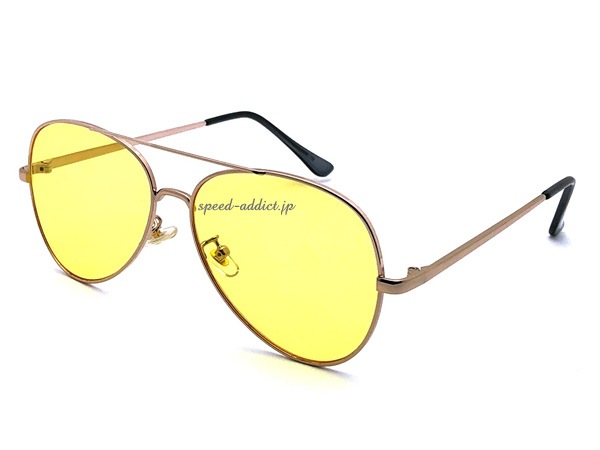 W BRIDGE TEARDROP SUNGLASS��W�֥�å��ƥ����ɥ��åץ��󥰥饹��GOLD �� LIGHT YELLOW