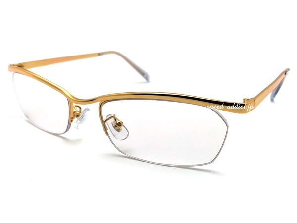METAL NARROW HALF RIM SUNGLASS�ʥ᥿��ʥ����ϡ��ե�ॵ�󥰥饹��GOLD �� CLEAR