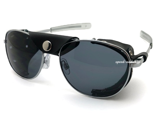 LEATHER SIDE COVER PILOT SUNGLASSʥ쥶ɥСѥåȥ󥰥饹SILVER  SMOKE
