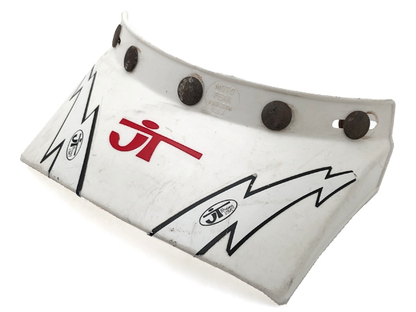 70's USA�� VINTAGE PAULSON MOTO PEAK VISOR 5snap��70s�ӥ�ơ����ݡ��륽���ȥԡ����Х�����5���ʥåס�WHITE