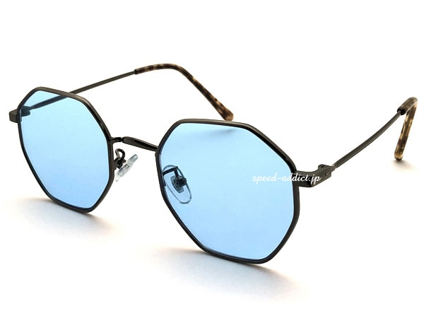 OCTAGON SUNGLASS�ʥ��������󥵥󥰥饹��GUNMETAL �� LIGHT BLUE