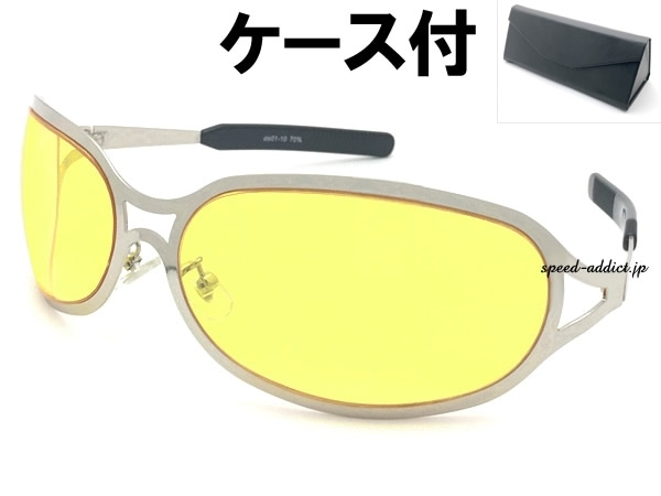 METAL OVAL SUNGLASS�ʥ᥿�륪���Х륵�󥰥饹��SILVER �� YELLOW + �ᥬ�ͥ����� BLACK