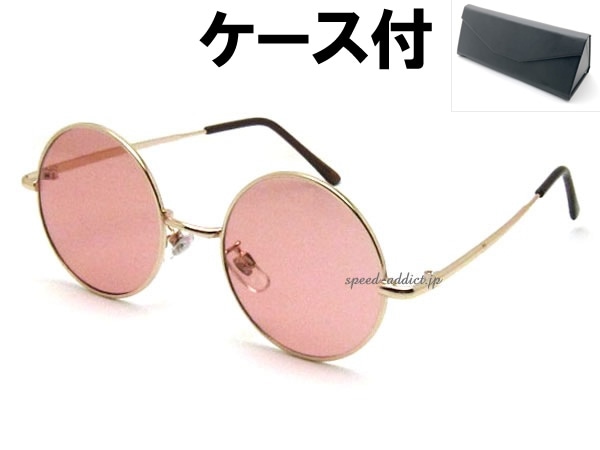 �ݴ�� SUNGLASS for JAPANESE��ROUND�饦��ɥ��󥰥饹for����ѥˡ�����GOLD �� LIGHT PINK + �ᥬ�ͥ����� BLACK