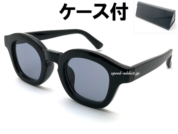 BOLD FRAME KEYHOLE BRIDGE BOSTON SUNGLASS�ʥܡ���ɥե졼�७���ۡ���֥�å��ܥ��ȥ󥵥󥰥饹��BLACK �� SMOKE + �ᥬ�ͥ����� BLACK