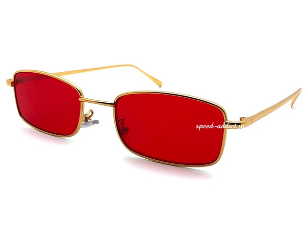 METAL SQUARE SUNGLASS for JAPANESEʥ᥿륹󥰥饹forѥˡGOLD  LIGHT RED