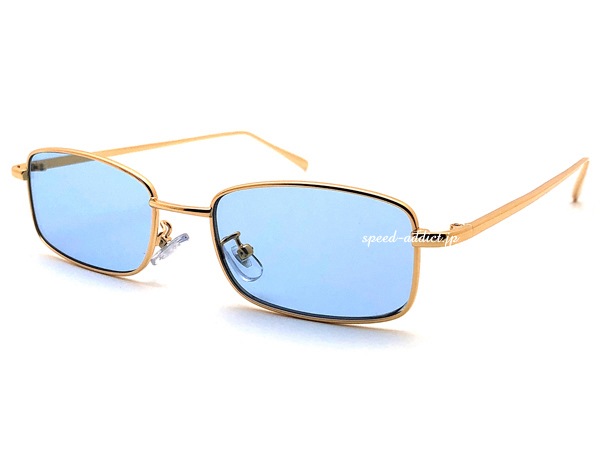 METAL SQUARE SUNGLASS for JAPANESE�ʥ᥿�륹���������󥰥饹for����ѥˡ�����GOLD �� LIGHT BLUE