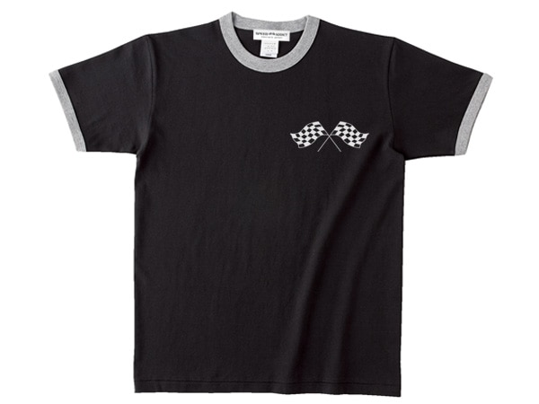 CHECKER FLAGS Ringer T-shirt�ʥ����å����ե�å���󥬡�T����ġ�BLACK �� GRAY